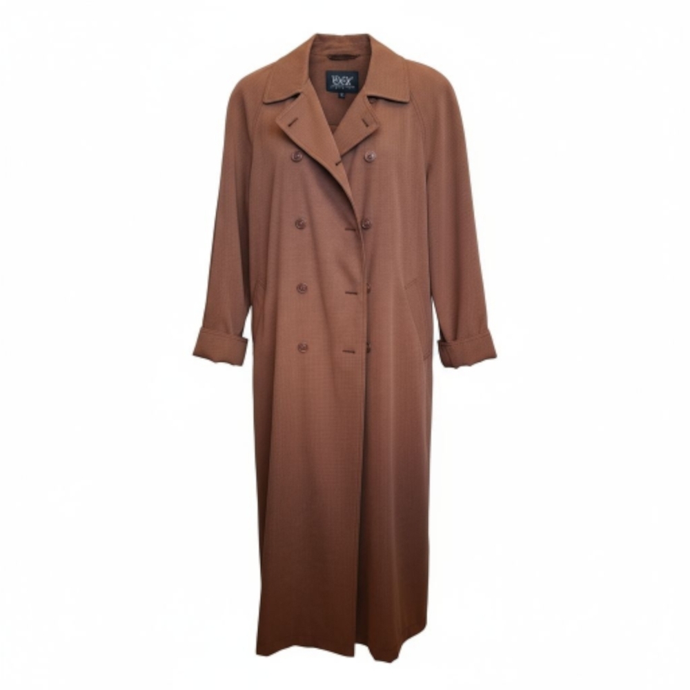 Utex Vintage Brown Women's Lined Full Length Trench Coat Jacket Size 14